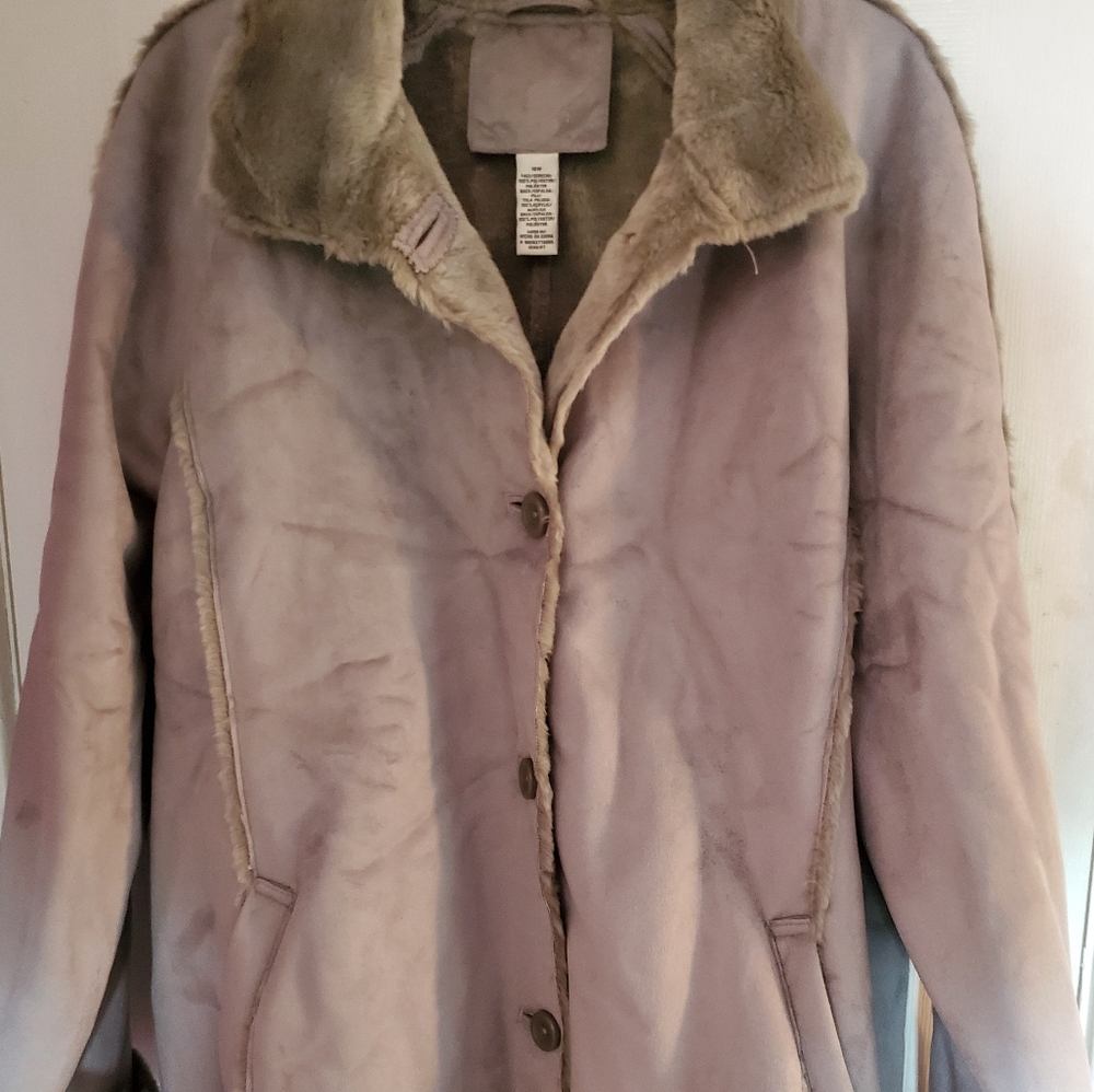 16W plus size coat Sherling look